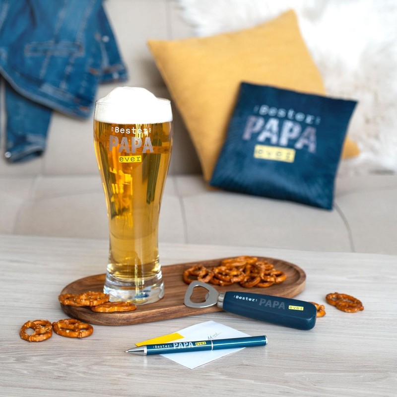 GRUSS & CO Bottle opener motif "Bester Papa ever", wood,