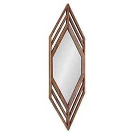 Kate and Laurel Vayga Bohemian Geometric Decorative Wall Mirror, 14 x 42, Natural, Modern Hexagon Mirror for Wall