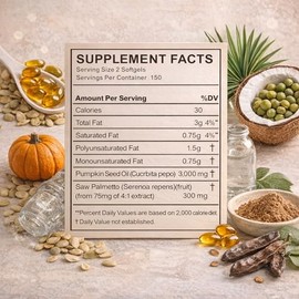 Everly Pumpkin Seed Oil with Saw Palmetto, 300 Softgels, Cold Pressed Pumpkin Seed Oil (1)