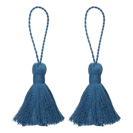 sourcing map Bookmark Tassels - 2Pcs 13.5cm/5.31" Soft Mini Tassel with Cord Loop for Keychain Bag Pendants Handmade DIY Crafts Accessory, Navy Blue