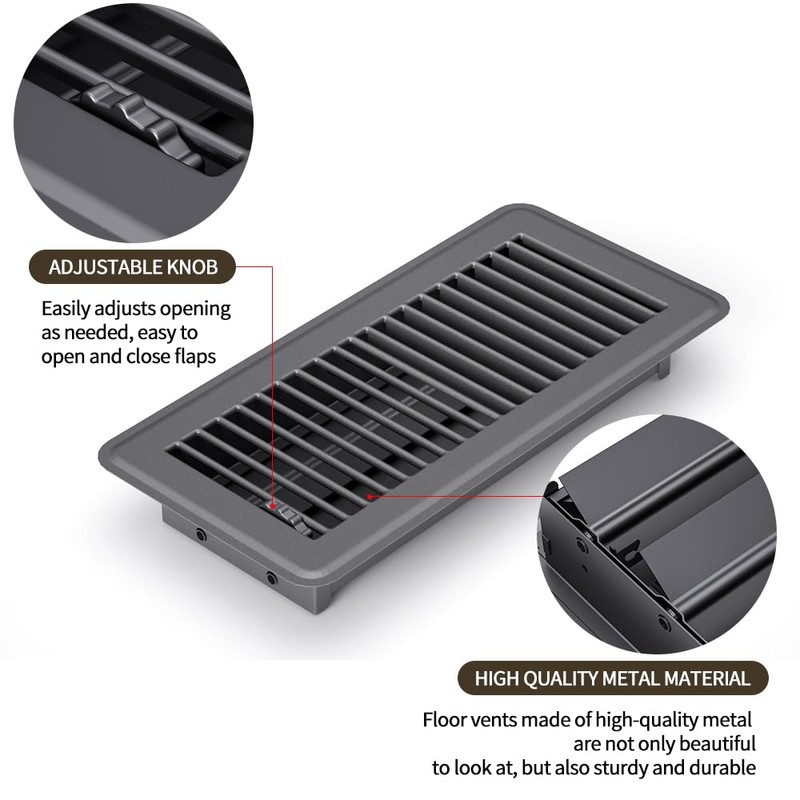 FanGoFast 4" x 12" Floor Register 6 Pack, Heavy Duty