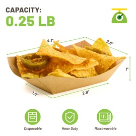 ZORRITA ZORRITA 1/4 Lb Mini Paper Food Trays, 100 Pack Disposable Small Food Boats Bulk Brown Kraft Paper Serving Baskets for Individual Party Nachos Snacks Fries and Pet Food