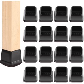 Ezprotekt 24 Pcs Square Chair Leg Floor Protectors with Felt, Silicone Felt Furniture Pads for Hardwood Floor, Dining Table Leg Caps Covers No Scratches and Noise (L Fit: 1" - 1.4", Black)