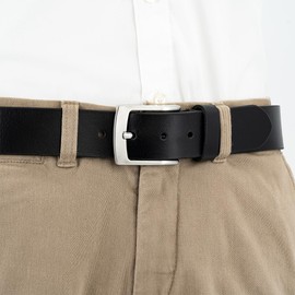 Lindenmann Men’s Jeans Belt XXL - Full Buffalo Leather - 4 mm - Genuine Leather Belt - Black or Brown - 160