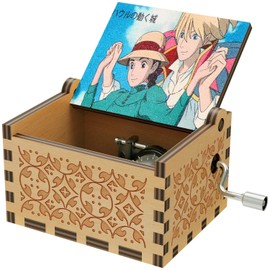 HLZK Anime Howl Handkurbel Spieluhr, antike geschnitzte hölzerne Heulen, Sophie Spieluhren für Geburtstag, Weihnachten/Neujahr (Holz-Style-B), HL-06