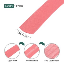 sourcing map 1/2 Inch Double Fold Bias Tape Polyester Continuous Bulk Bias Tape for Sewing,Seaming Quilting Hemming Binding Crafts (Watermelon Red 10 Yards)