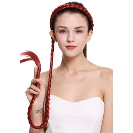 WIG ME UP - N1038-137 hairpiece plat plaited to Alice band very long livery red 37,5 inches