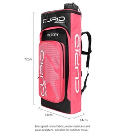 LWANO Archery Backpack Takedown Recurve Bow Case, Protective Foam Padding Bow Bag for Gear & Accessories with Arrow Tube (Pink)