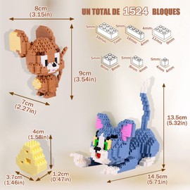 ILLUSORY Juguetes de Construcción - Niños Bloque de Construcción, Kit de Construcción 1524 Piezas, Juguete de Premio de Regalo de Cumpleaños para Niños, Niñas, Niños, Adultos(Azul Gato)