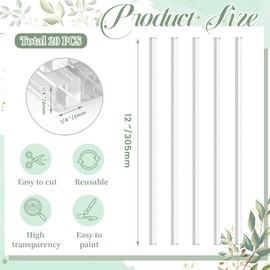 Junkin 20 Pcs 1/4" x 1/4" x 12" Clear Acrylic Square Rods Acrylic Glass Plastic Rods, for LED Light Diffuser Strips, Display Stand Supports, Model Building, Home Decor, Aquarium Dividers