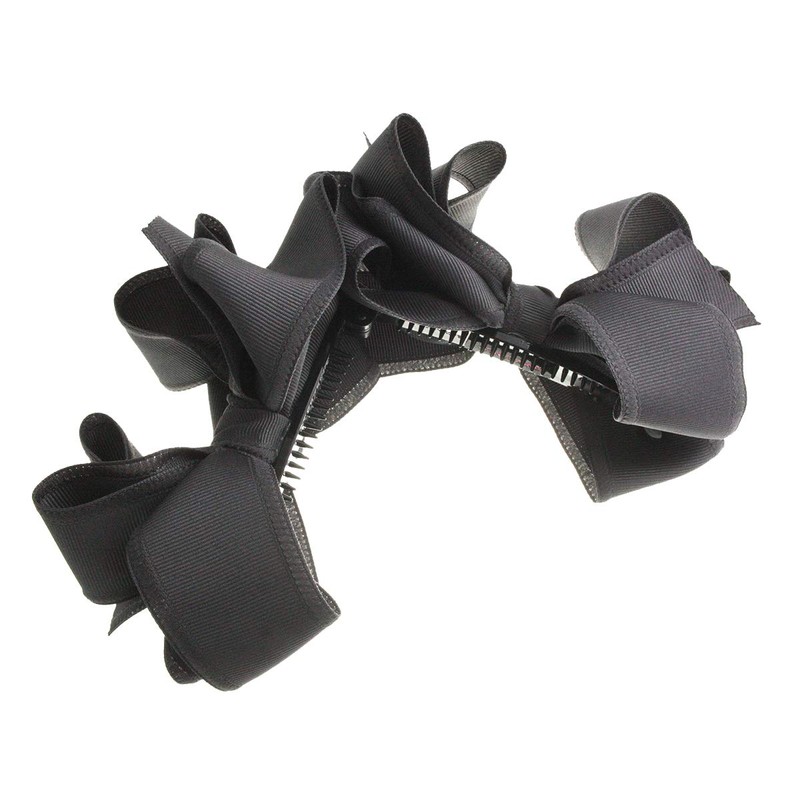 VINGTAINE H7167-GY Volume Ribbon, Banana Clip, Basic, Elegant, Multi-Layered Ribbon,