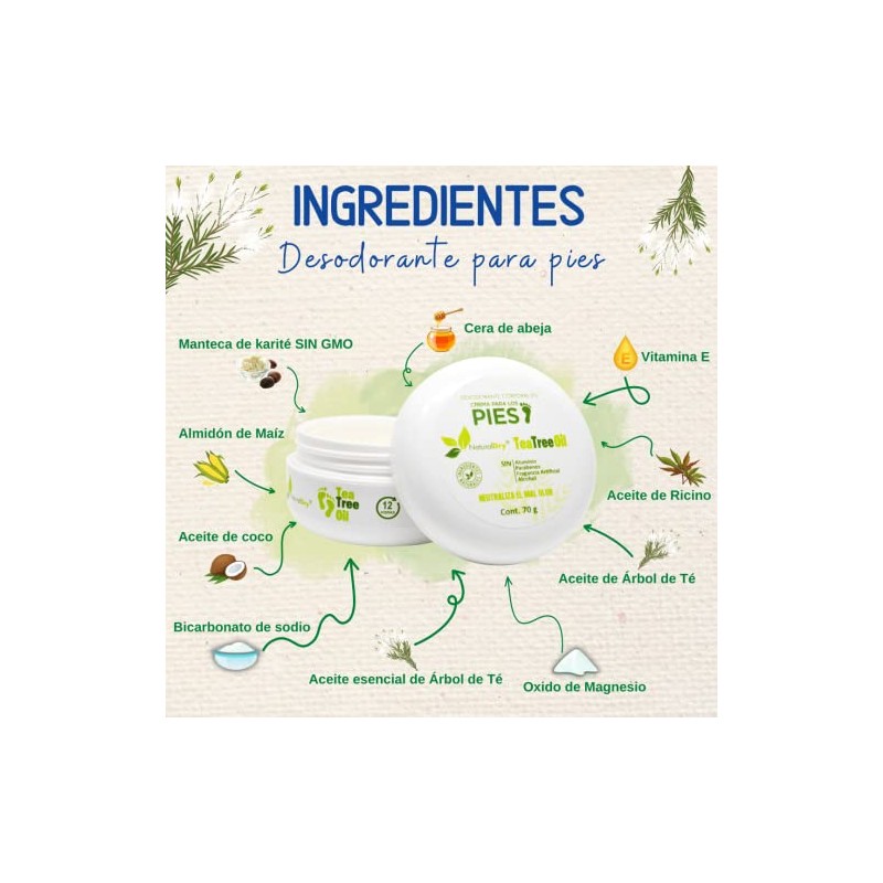 NaturalDry - Desodorante de Pies con crema de pies