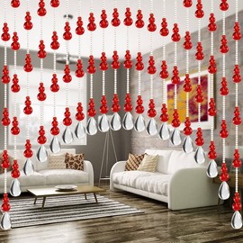 Rekelola Hanging Glass Door Beads Beaded Curtains Valance Self-Adhesive for Doorways Crystals Stran Arched Windows, Clear Crystal Room Bead Partition Curtain Door Frame Beads for Doorways Closets 7