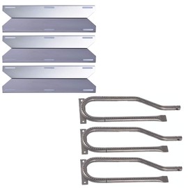 Htanch SN1231(3-Pack) SA3361(3-Pack) Stainless Steel Heat Plate and Burner for Nexgrill ，Jenn Air 720-0336, 720-0337, 720-0511, 720-0512 ，720-0339 Gas Grill