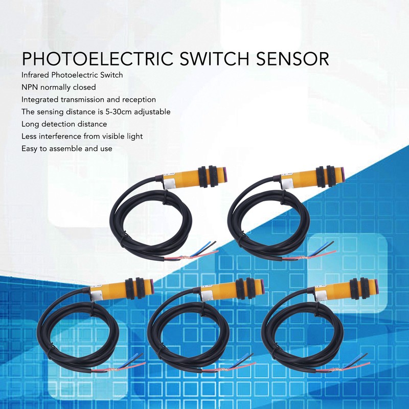 5 Pcs Infrared Photoelectric Switch NPN Normally Closed 5 To