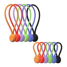 Magnetic Cable Ties, Magnetic ties silicone for Bundling and Organizing Cable & Cord.USB Charging Cords,Hanging & Holding Stuff,Book Markers,Fridge Magnets.Can Be Used in Many Ways(6 Colors - 12 Pack)
