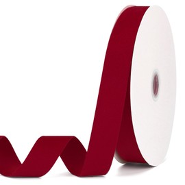 Pieaary - Cinta de terciopelo de color burdeos de 1 pulgada x 20 yardas, cinta de terciopelo de doble cara para envolver regalos, manualidades hechas a mano, decoración de Navidad y boda (1 pulgada de