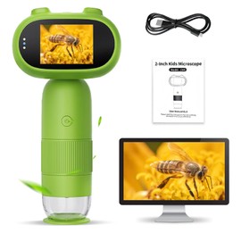 Auveach Microscope for Children 2.0 Inch IPS Screen 1000X, Digital Microscope Handheld Microscope Portable Pocket Microscope for Christmas Birthday Gifts