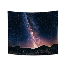 YONGFOTO 150 x 130 cm Starry Sky Tapestry, Mysterious Nebula Stars Galaxy Nature Night Landscape Tapestries Universe Mountains Wall Hanging Tapestry for Dorm Bedroom Office Decor