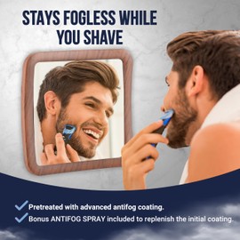 MIRRORVANA Espejo de ducha sin niebla con impresión de bambú sintético, inastillable, giratorio de 360° y ventosa mejorada para afeitarse sin esfuerzo, 6.3 x 6.3 pulgadas (impresión de bambú)