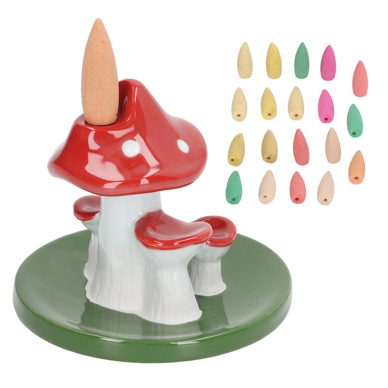 Mushroom Backflow Incense Burners Cute Waterfall Incense Holder with 20