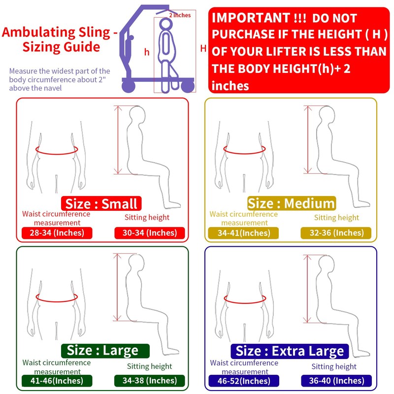 Ehucon Comfort Padded Patient Lift Walking Sling,500lbs Safety Loading Weight,Medical