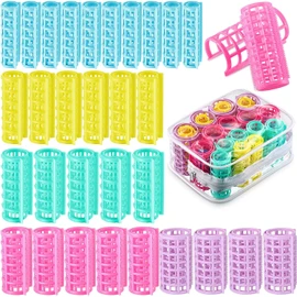 30 Pieces Plastic Hair Rollers Curlers Snap Rollers Self Grip Rollers Hairdressing Curlers No Heat Hair Curlers for DIY Hairdressing Hair Salon Hair Barber, 5 Sizes