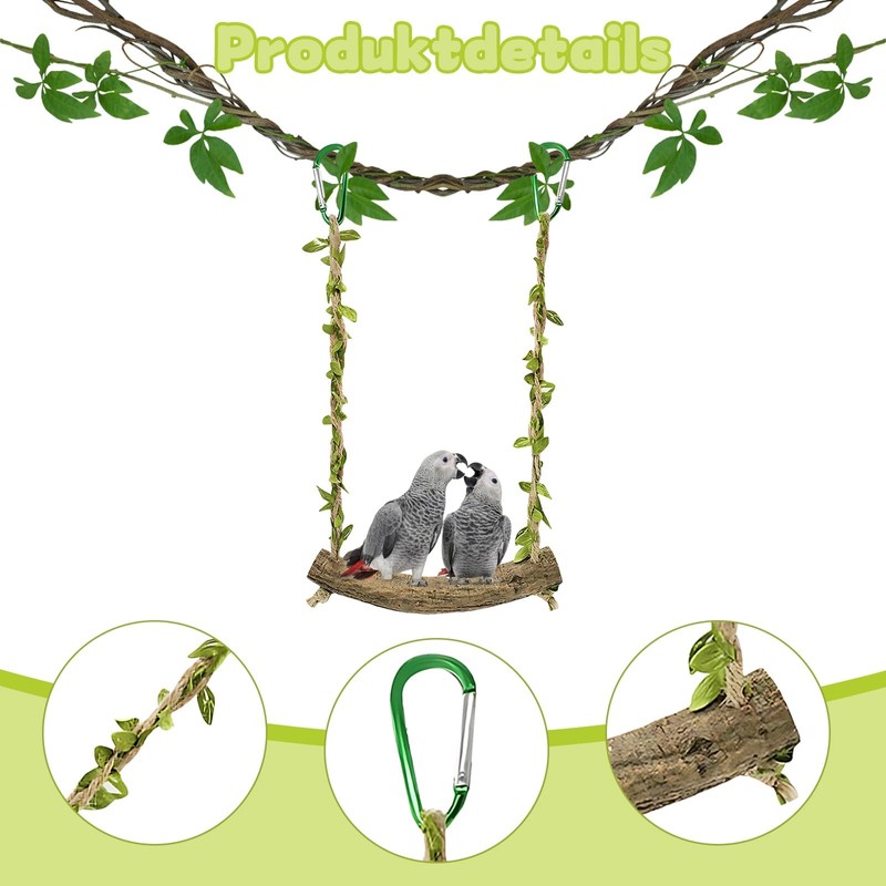 1 Piece Budgie Swing, Bird Toy for Budgies, Natural Perch