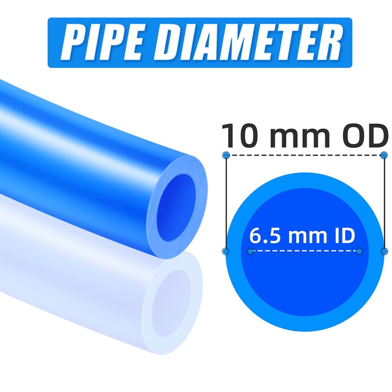 ERGAOBOY Blue 10M Polyurethane PU Air Hose Pipe Tube Kit,10mm
