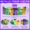 2 Pack Mardi Gras Metallic Fringe Table Skirts,Metallic Foil Fringe