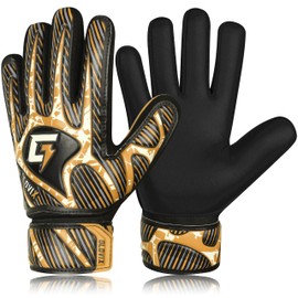 GLOVIX Kids Goalkeeper Gloves–Youth & Junior Football Goalie Gloves with Strong Grip,Breathable Mesh & Durable Palm–Boys Soccer Glove for Training (GOLD, Size 6 suitable for 12 to 15 Years old)