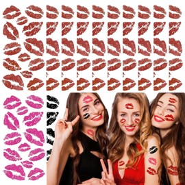 156Pcs Lip Kiss Tattoos Temporary - Red Lips Lipstick Kiss Mark Tattoos Temporary Waterproof Face Body Decorative Kisses Fake Tattoo Stickers Makeup Transfers for Women Girls 12sheetsTattoos