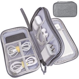 Teskyer Travel Organiser Bag, Electronics Organizer, Waterproof, Cable Organiser Bag, Travel Accessories, Travel Holiday Essentials for Men Women, 8.5 x 5 Inch, Dark Gray