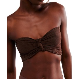 Free People Women's Floral Frills Knotted Bandeau, Hot Fudge