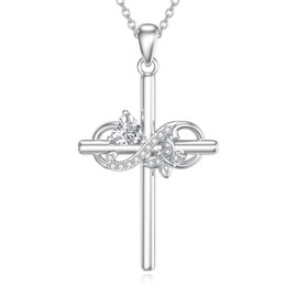 enjoylifecreative Infinity Cross Necklace 925 Sterling Silver Butterfly Cross Pendant Necklace Birthday Christmas Jewellery Gifts for Women Girls