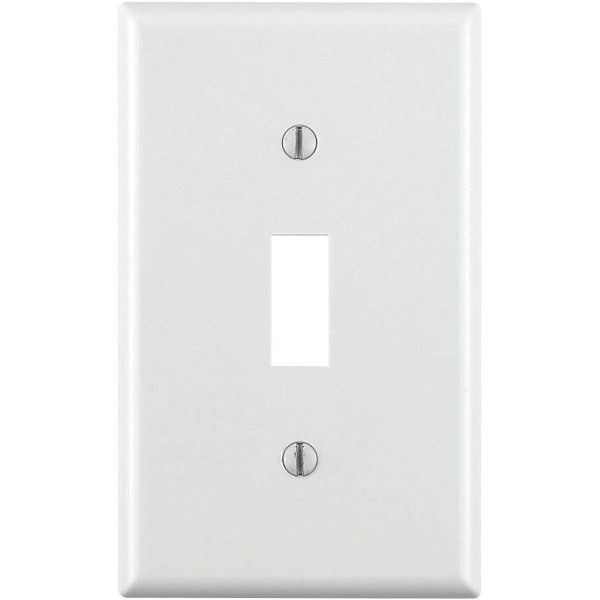 Leviton 88001 1-Gang Toggle Switch Wallplate, White - Standard Size