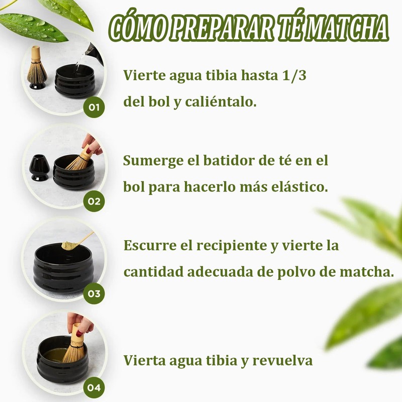 Matcha Kit, Juego de Matcha de Cuatro Piezas, Batidor de