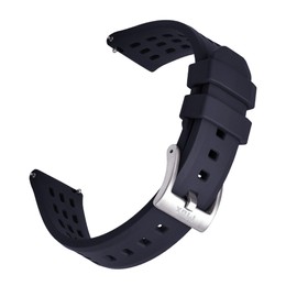Max Skycom Style FKM Rubber Divers Replacement Watch Strap Fluororubber (22mm, Black)