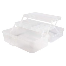 Rayher storage box / sorting box, plastic tool box with carrying handle, 3 levels, 31 x 17 x 15 cm, for sorting and organising small parts, organiser box, storage case with clip, 39573000.