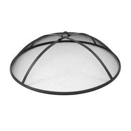 24Inch Round Fire Pit Spark Screen Cover,Outdoor Patio Mesh FirePit Screens,Heavy Duty Steel Domed Fire Pit Ember Guard with Handle