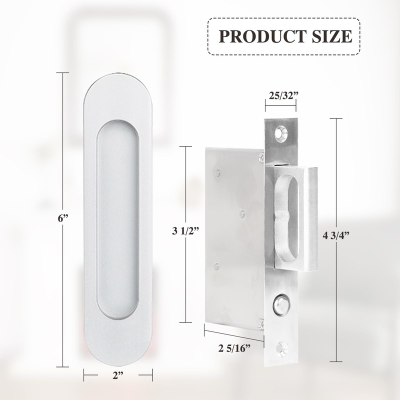 Fihatokus Pocket Door Handle with Edge Pull,6 inch Oval Recessed