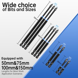 KASAFE 10 Pcs PZ2 Magnetic Impact Driver Bits Set,S2 Steel Pozidriv Screwdriver Bit Set,Mixed Lengths Durable Design for Heavy-Duty Use, Universal 1/4" Hex Shank for Power Drivers
