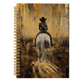 CUANFDDSF Vintage Western Cowgirl Notebook, Western Office Supplies, Cowgirl Gifts for Women Journal Notebooks, Blonde Woman Hardcover Spiral Notebook 5.5x8.3 Inch