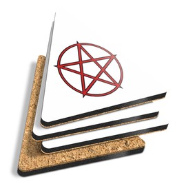 4 x Triangle Coasters - Pentagram Symbol Wicca Celtic Sign Cork Backed MDF Glossy Tea Coffee Accessory #5249