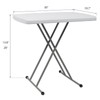 Kcelarec White Adjustable Folding Table, HDPE, 30 x 19.7 x