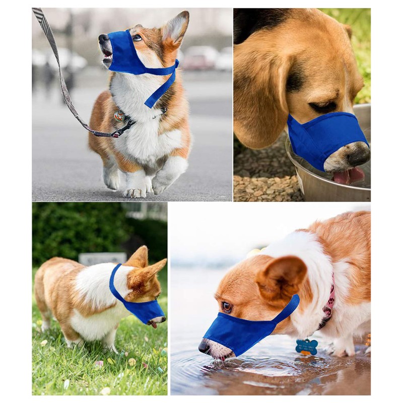 ACFELT Dog Muzzle, Soft Nylon, Breathable, Adjustable, Blue, XS