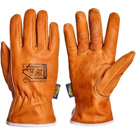 Superior Glove Goat Grain Leather Work Arc Flash Gloves with ParaActiv Cut Resistant Protection - Endura Safety Gloves Water Resistant 378GOBKL (1 Pair) Size XX-Large