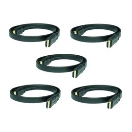 0.2 m SunshineTronic High Speed HDMI Flat Cable with Ethernet, Ultra HD, 4K x 2K, Full HD, 3D, ARC, CEC, Fully Wired, Pack of 5