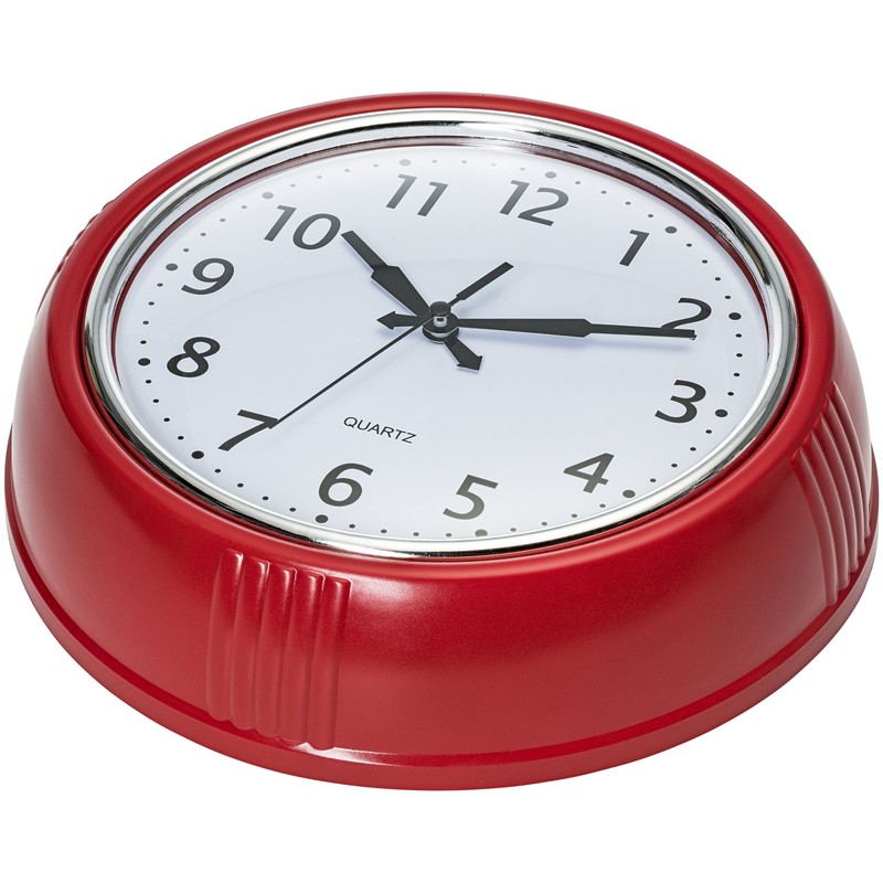 Bernhard Products Retro Wall Clock 12 Inch Red Kitchen 50's