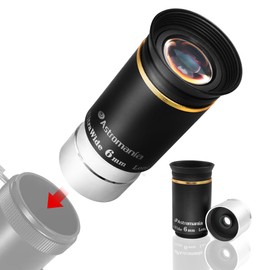 Astromania Telescope Eyepiece 1.25 inch HD Fully Multi Coated Telescope Accessory, 66 Degree Ultra Wide Angle Eyepiece for Astronomy Telescope, Long Eye Relief HD 6mm Wide Angle Telescope Eyepiece